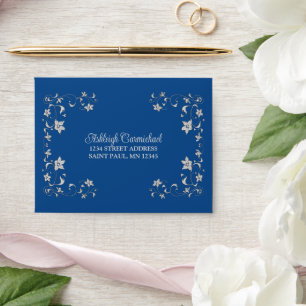 Gray, Royal Blue Wedding A2 Size RSVP Envelope