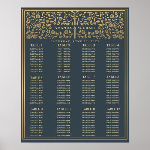 Gray Royal Medieval Sword Wedding Seating Chart