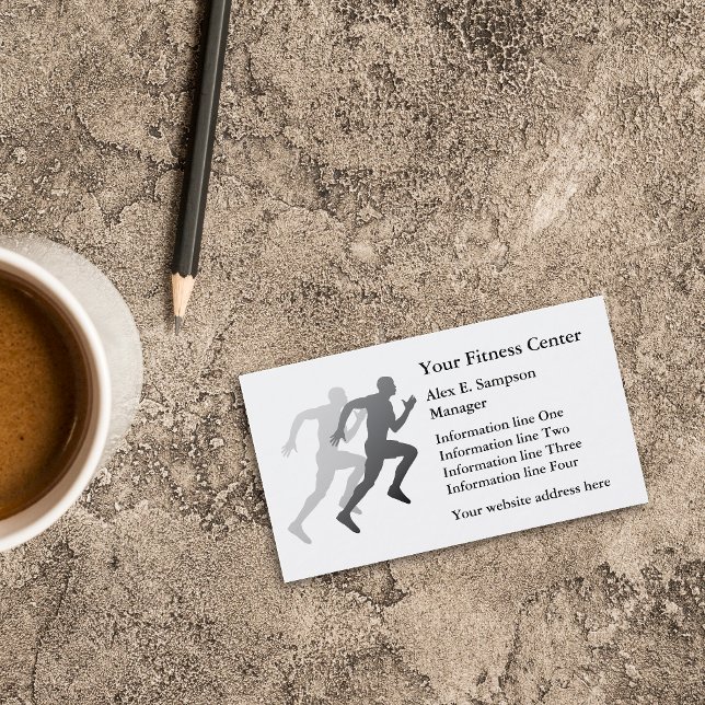 Gray Runner Fitness Business Template Business Card (Creator Uploaded)