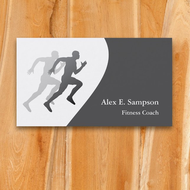 Gray Runner Fitness Coach Business Template Business Card (Creator Uploaded)