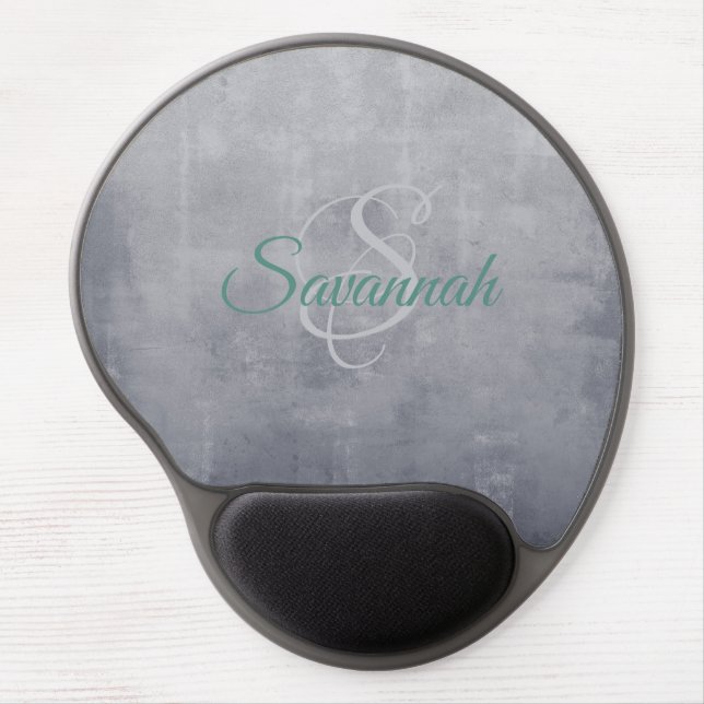 Gray rustic Abstract monogram Gel Mouse Pad (Front)