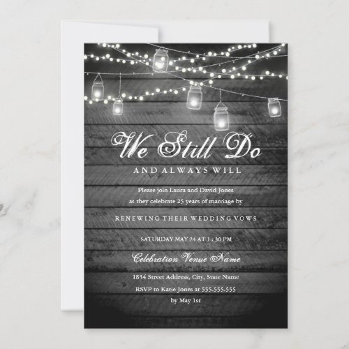 Gray Rustic Backyard Vow Renewal Anniversary Invitation