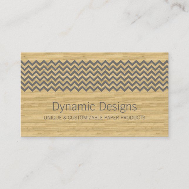Gray Rustic Chevron Business Card (Front)