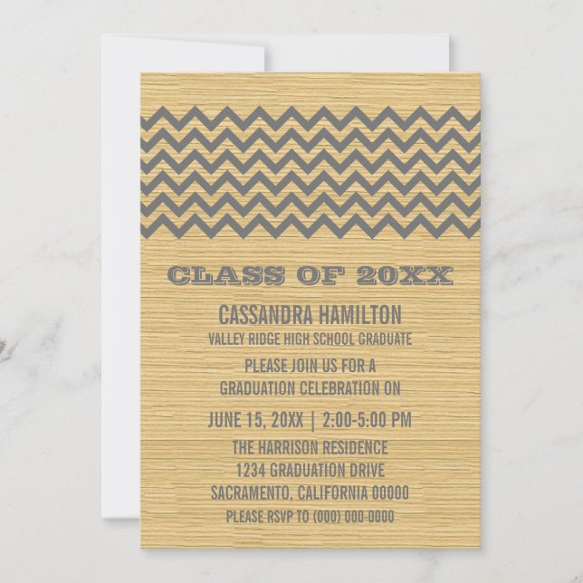 Gray Rustic Chevron Graduation Invite (Front)