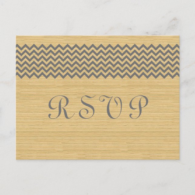 Gray Rustic Chevron RSVP Postcard (Front)