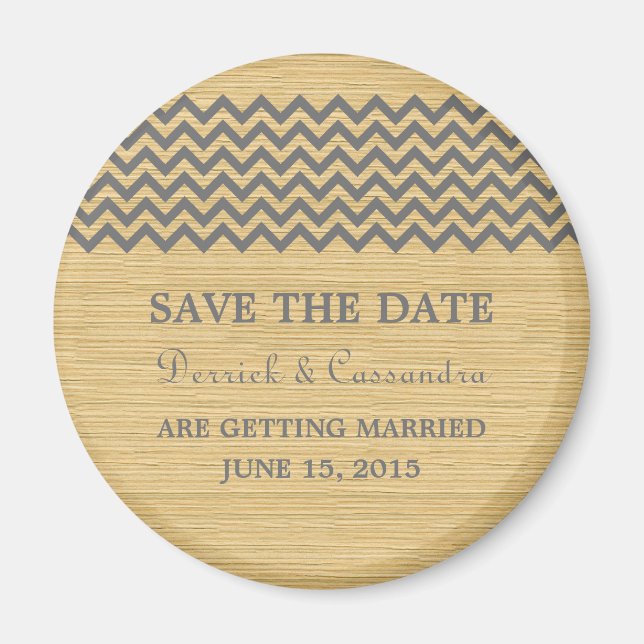 Gray Rustic Chevron Save the Date Magnet (Front)