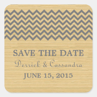 Gray Rustic Chevron Save the Date Stickers