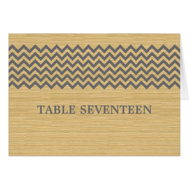 Gray Rustic Chevron Table Number Card (Front Horizontal)