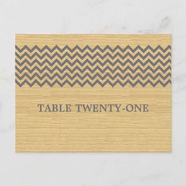 Gray Rustic Chevron Table Number Postcard (Front)