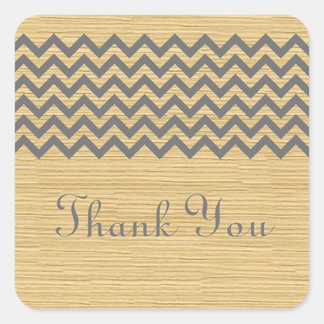 Gray Rustic Chevron Thank You Stickers (Front)