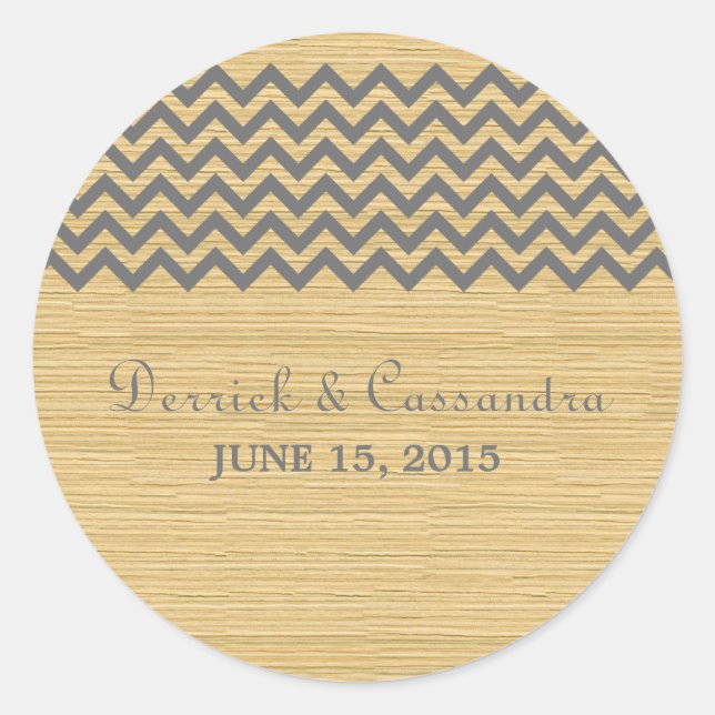 Gray Rustic Chevron Wedding Stickers (Front)
