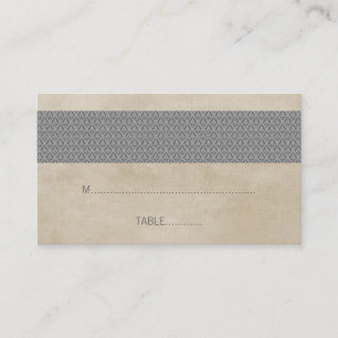 Gray Rustic Damask Wedding Place Card
