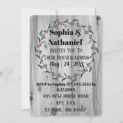 Gray Rustic Fall House Warming Party Celebration I Invitation