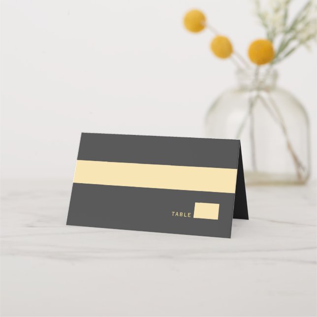 Gray Rustic Gold Circle Frame Ampersand Wedding Place Card (Front)