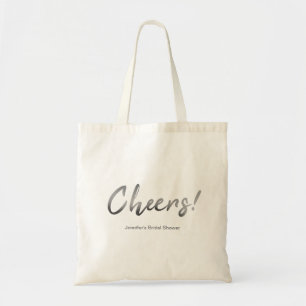 Gray Rustic Hand Lettering Cheers Wedding Tote Bag