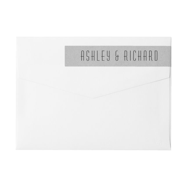Gray rustic kraft paper wedding wrap around label (Back)