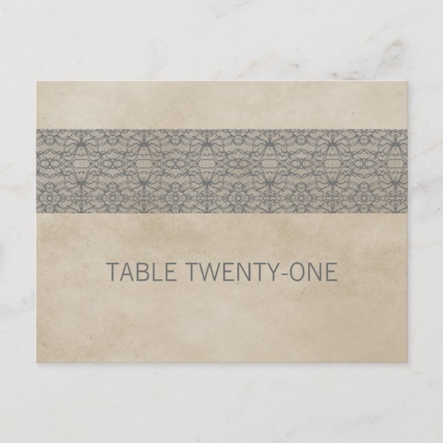 Gray Rustic Lace Table Number Postcard (Front)