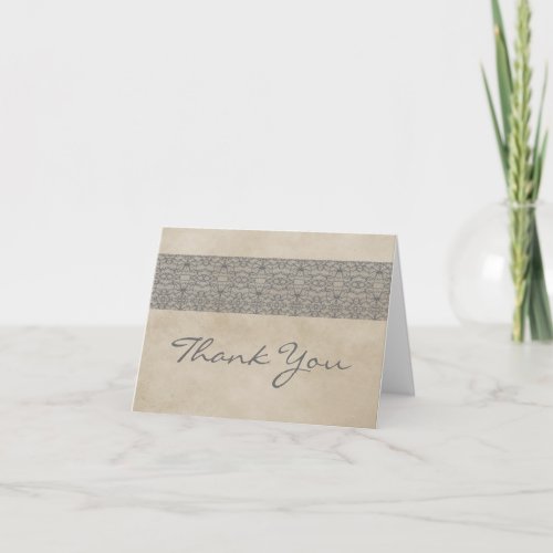 Gray Rustic Lace Thank You Card