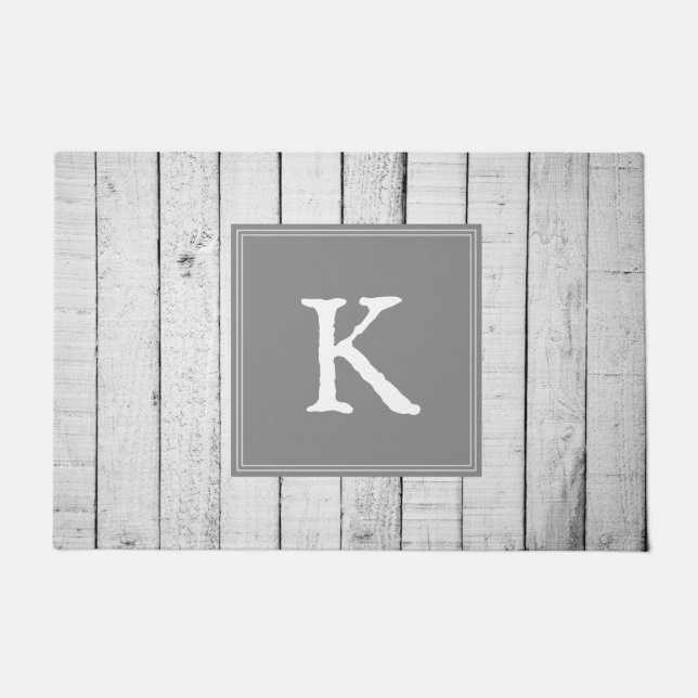 Gray Rustic Monogram Doormat (Front)