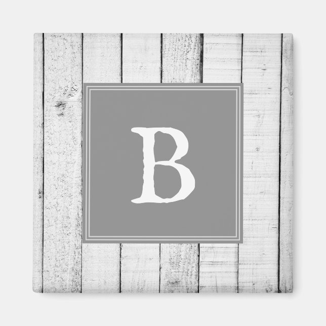 Gray Rustic Monogram Magnet (Front)