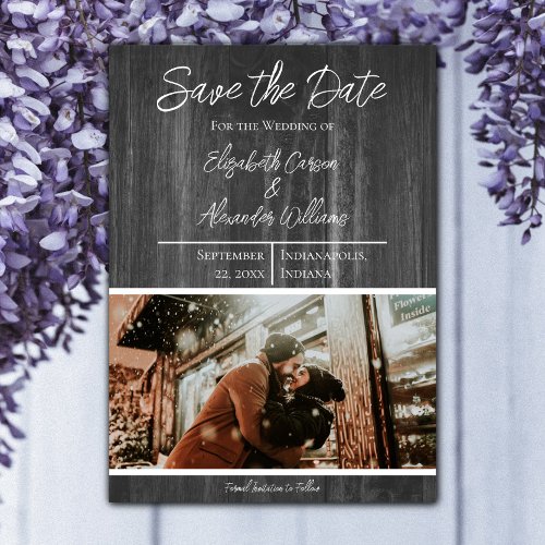 Gray Rustic Photo Save The Date