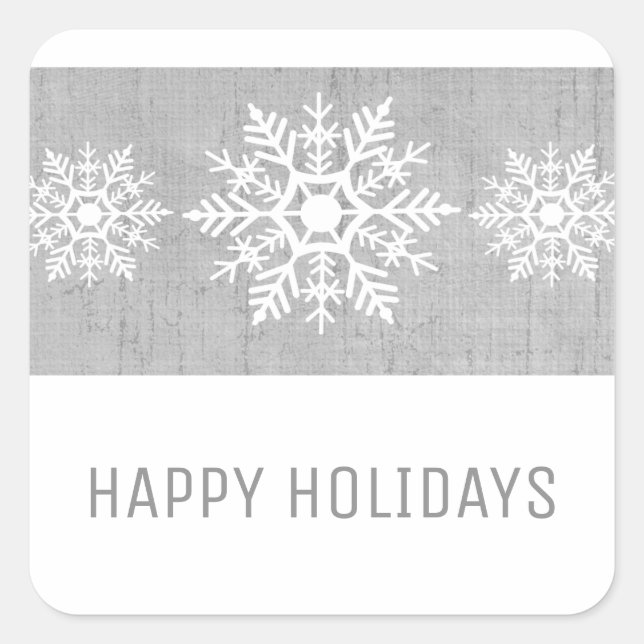 Gray Rustic Snowflake Holiday Square Sticker (Front)