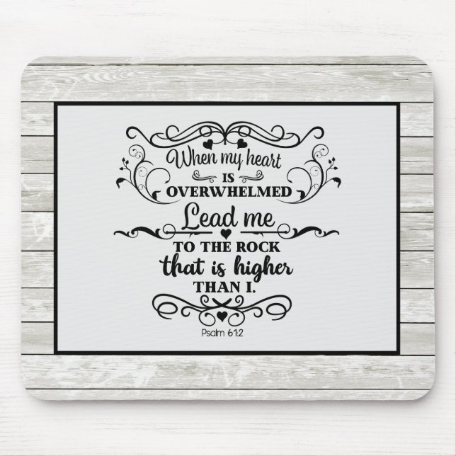 Gray Rustic Wood Christian Bible Verse Overwhelm Mouse Pad (Front)