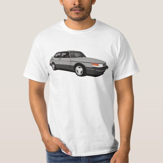 Gray SAAB 900 Turbo 16 Aero Coupé T-Shirt (Front)