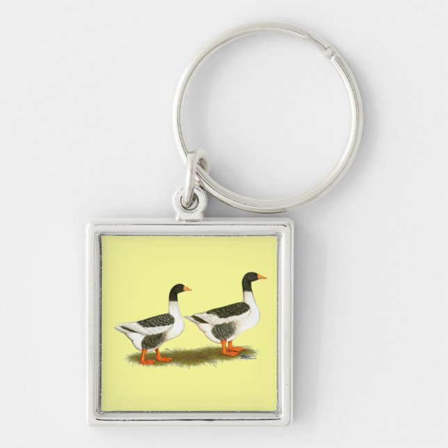 Gray Saddleback Geese Keychain (Front)