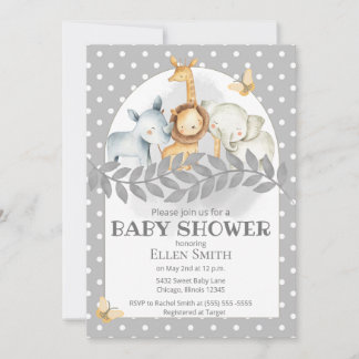 Gray Safari Bay Shower for Boy or Girl Invitation
