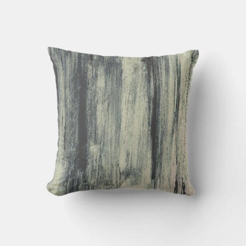 Gray Sage  Beige Artistic Abstract Brushstrokes Throw Pillow