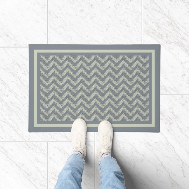 Gray Sage Chevron Minimalist Design Doormat (Indoor)