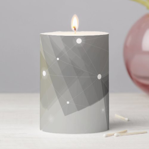 Gray  Sage Green Geometric Gradient Pillar Candle