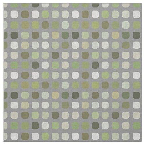 Gray Sage Olive Green Round Squares Art Fabric