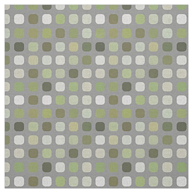 Gray Sage Olive Green Round Squares Art Fabric (Swatch)