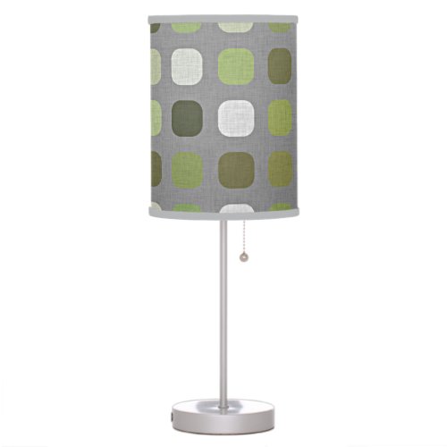 Gray Sage Olive Green Round Squares Art Pattern Table Lamp