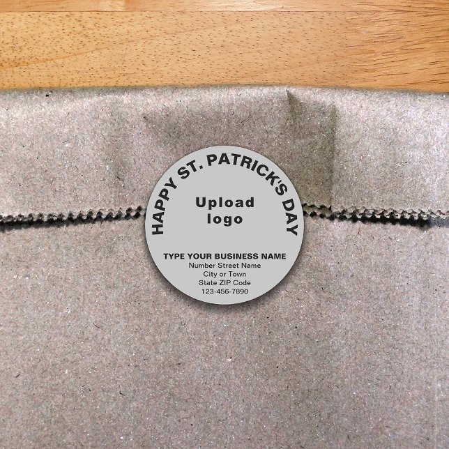 Gray Saint Patrick Business Round Sticker (Creator Uploaded)