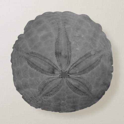 Gray Sand Dollar Nautical Coastal  Sea Round Pillo Round Pillow