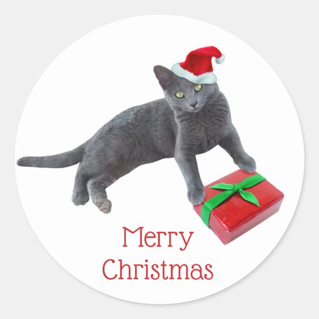 Gray Santa Cat Stickers (Front)