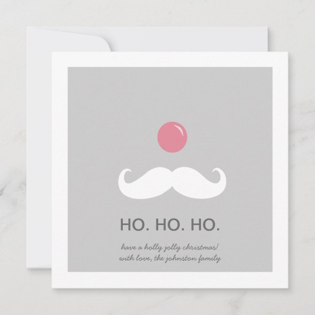 Gray Santa Mustache Christmas Photo Flat Cards (Front)