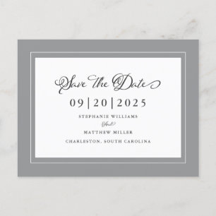 Gray Save The Date Elegant Wedding Chic Non Photo Announcement Postcard
