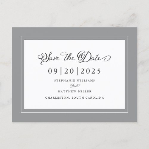 Gray Save The Date Elegant Wedding Chic Non Photo Announcement Postcard