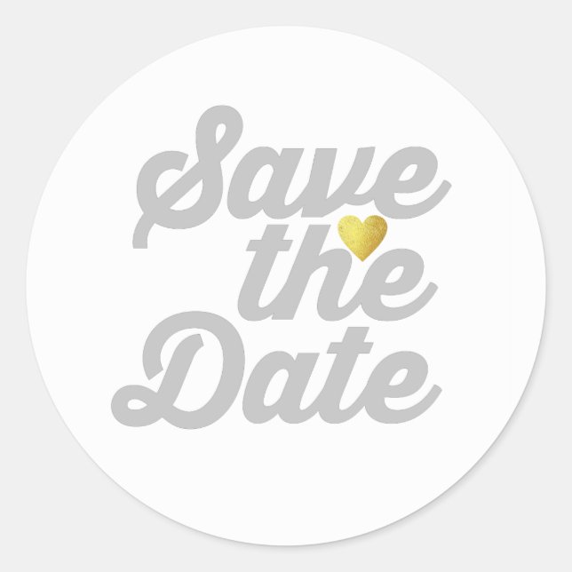 gray SAVE the DATE wedding Classic Round Sticker (Front)