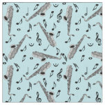 Gray Saxophone Music Note Pattern Fabric