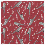 Gray Saxophone Music Note Pattern Fabric