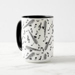 Gray Saxophone Music Note Pattern Mug