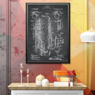 Gray Saxophone Patent Poster