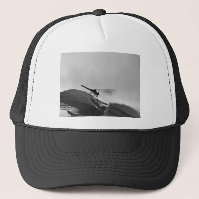 Gray scale Dragonfly Trucker Hat (Front)
