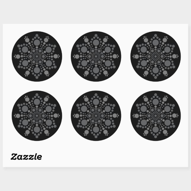 Gray Scale Mandala Dot Art Template Classic Round Sticker (Sheet)