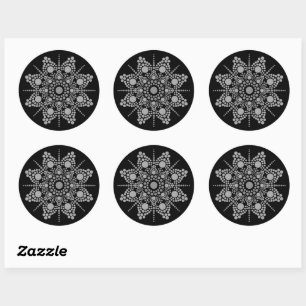 Gray Scale Mandala Dot Art Template Classic Round Sticker